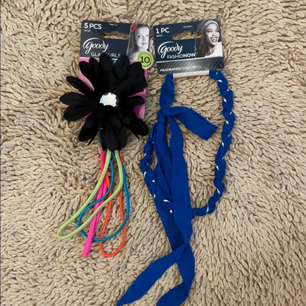 Goody Hair bands (5) & flower hair clip